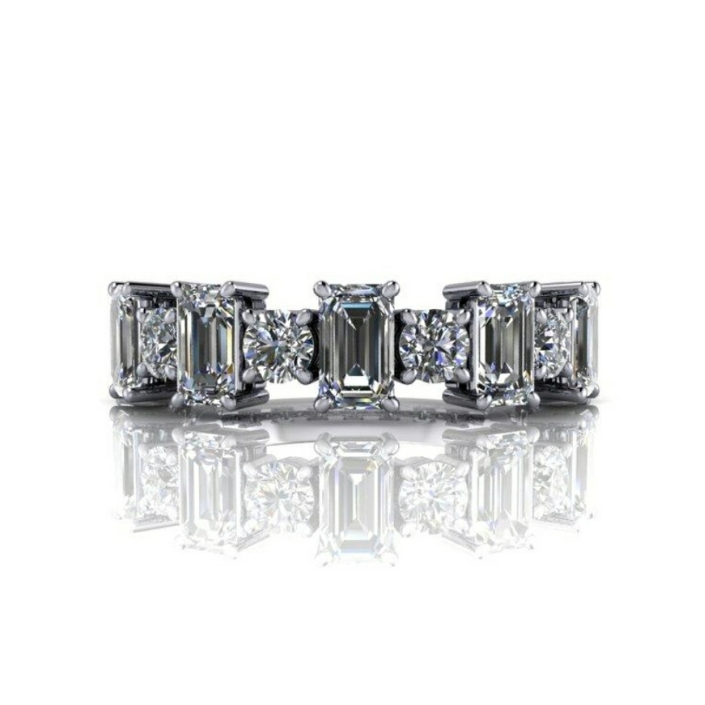 🆕️$1200 3.5 ct Emerald & Round Eternity Simulated Diam - Picture 3 of 7